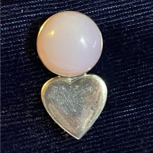 Great Falls Metal Works Silver and Rose Quartz Brooch Pin